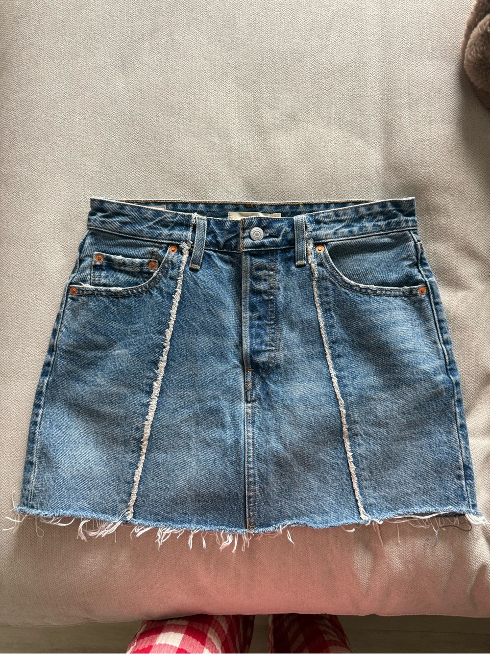 Levi's Distressed Blue Denim Mini Skirt